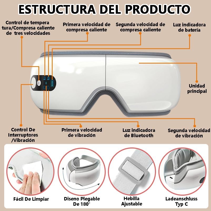 EyesPro Masajeador para Ojos con Calor y Sonido