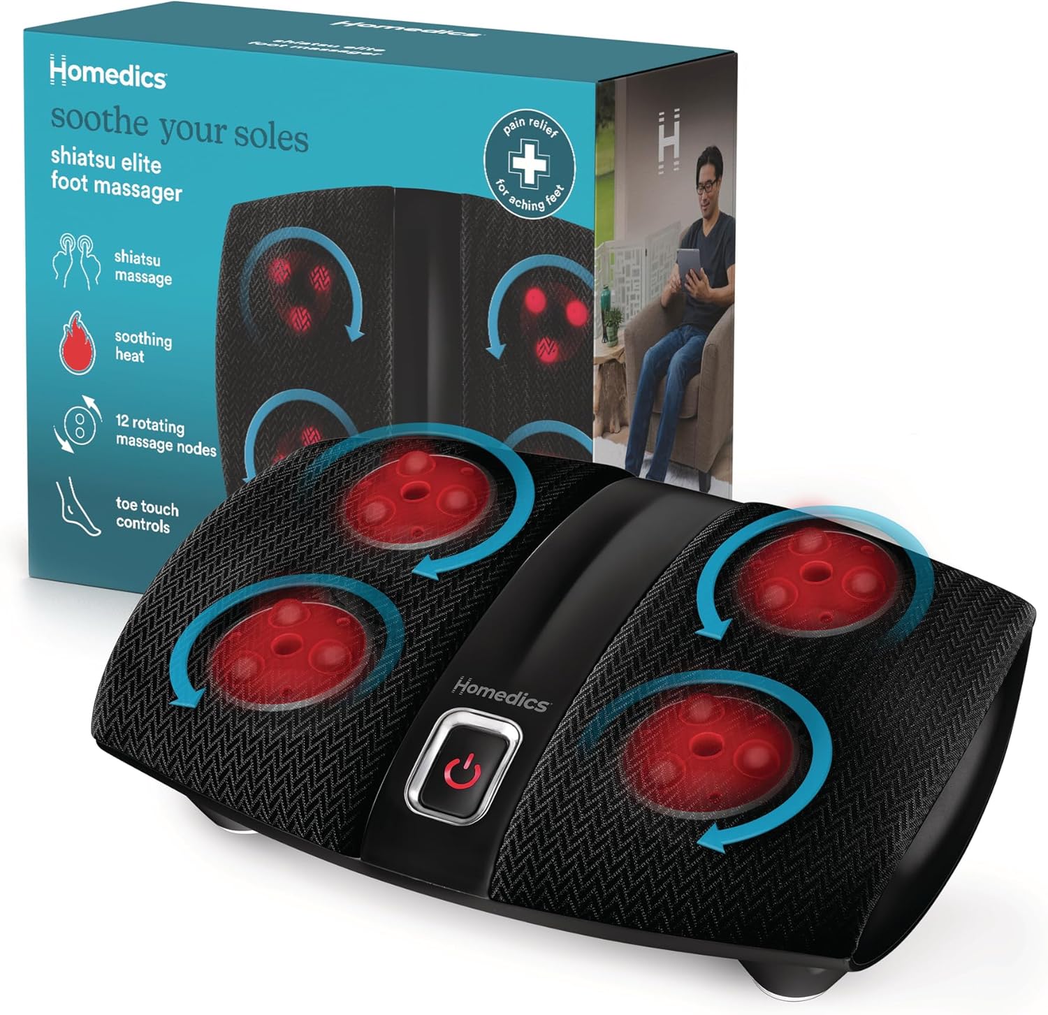 HoMedics Shiatsu Select - Masajeador de pies con calor, masajeador de pies Shiatsu con calor