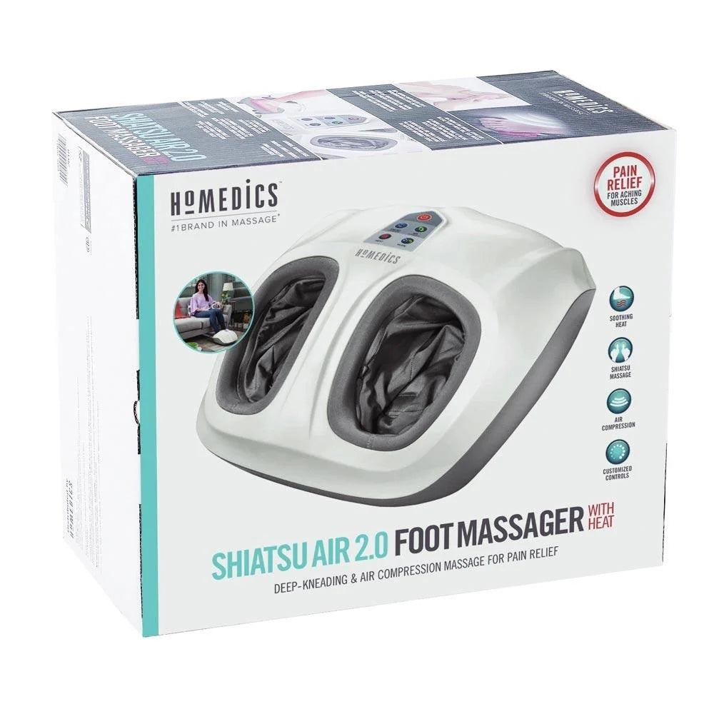 HoMedics Shiatsu Air 2.0 Masajeador de pies con calor y compresión de aire, 3 controles e intensidades personalizadas